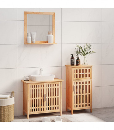 vidaXL 3 Piece Bathroom Furniture Set Solid Wood Walnut