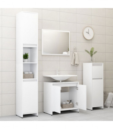 vidaXL 3 Piece Bathroom Furniture Set White Engineered Wood