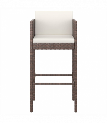 vidaXL 3 Piece Garden Bar Set with Cushions Poly Rattan Brown