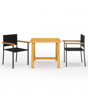 vidaXL 3 Piece Garden Dining Set Black