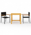 vidaXL 3 Piece Garden Dining Set Black