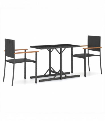 vidaXL 3 Piece Garden Dining Set Black