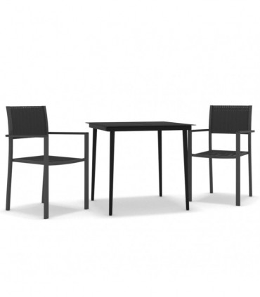 vidaXL 3 Piece Garden Dining Set Black