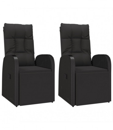 vidaXL 3 Piece Garden Dining Set Black Poly Rattan&Solid Wood Acacia