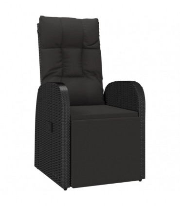 vidaXL 3 Piece Garden Dining Set Black Poly Rattan&Solid Wood Acacia