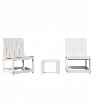 vidaXL 3 Piece Garden Lounge Set White Solid Wood Pine