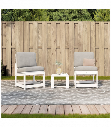 vidaXL 3 Piece Garden Lounge Set White Solid Wood Pine
