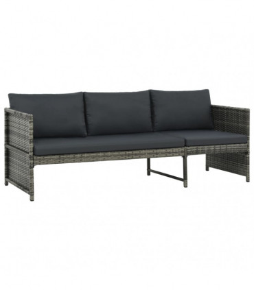 vidaXL 3 Piece Garden Lounge Set with Cushions Poly Rattan Grey