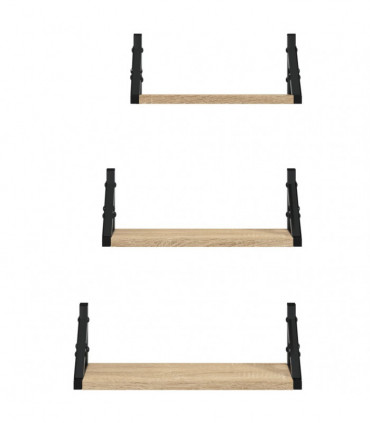 vidaXL 3 Piece Wall Shelf Set Sonoma Oak Engineered Wood