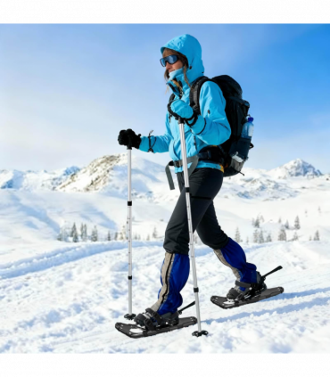 vidaXL 3 in 1 Snowshoes with Hiking Poles Black 21 inches