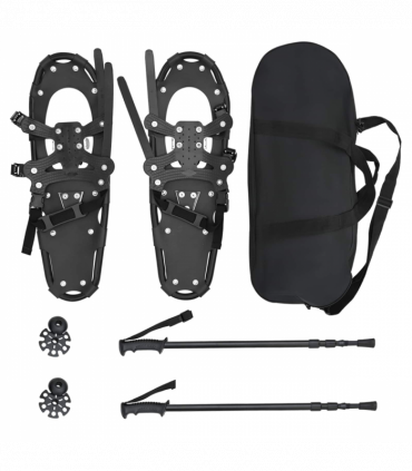 vidaXL 3 in 1 Snowshoes with Hiking Poles Black 25 inches