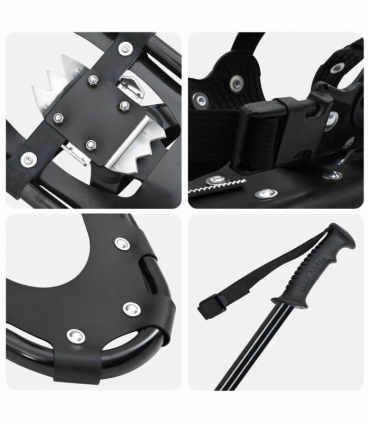 vidaXL 3 in 1 Snowshoes with Hiking Poles Black 25 inches
