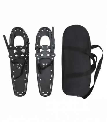 vidaXL 3 in 1 Snowshoes with Hiking Poles Black 30 inches