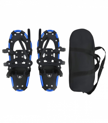 vidaXL 3 in 1 Snowshoes with Hiking Poles Blue 21 inches