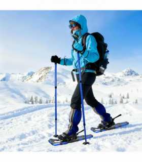 vidaXL 3 in 1 Snowshoes with Hiking Poles Blue 30 inches