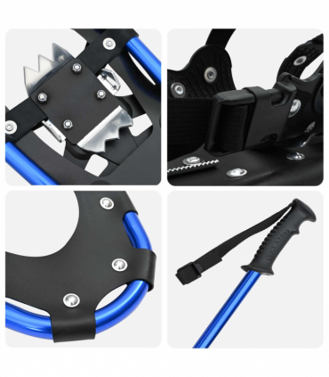 vidaXL 3 in 1 Snowshoes with Hiking Poles Blue 30 inches