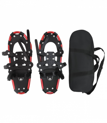 vidaXL 3 in 1 Snowshoes with Hiking Poles Red 21 inches