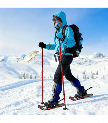 vidaXL 3 in 1 Snowshoes with Hiking Poles Red 21 inches