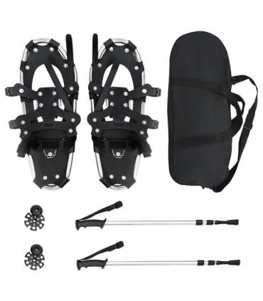 vidaXL 3 in 1 Snowshoes with Hiking Poles Silver 21 inches