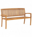 vidaXL 3-Seater Stacking Garden Bench 159 cm Solid Teak Wood