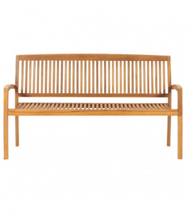 vidaXL 3-Seater Stacking Garden Bench 159 cm Solid Teak Wood