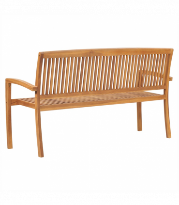 vidaXL 3-Seater Stacking Garden Bench 159 cm Solid Teak Wood