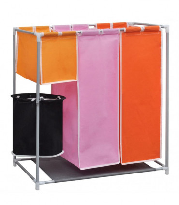 vidaXL 3-Section Laundry Sorter Hampers 2 pcs with a Washing Bin