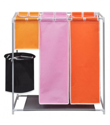 vidaXL 3-Section Laundry Sorter Hampers 2 pcs with a Washing Bin
