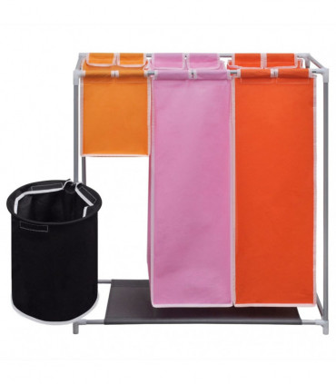 vidaXL 3-Section Laundry Sorter Hampers 2 pcs with a Washing Bin