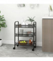 vidaXL 3-Tier Kitchen Trolley Black 46x26x64 cm Iron