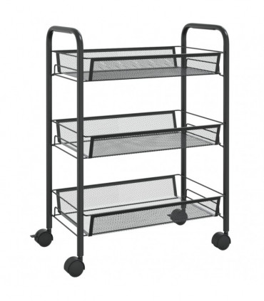 vidaXL 3-Tier Kitchen Trolley Black 46x26x64 cm Iron