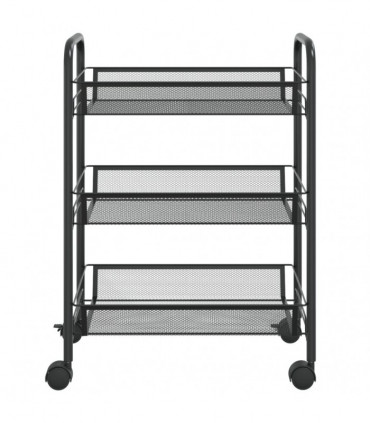 vidaXL 3-Tier Kitchen Trolley Black 46x26x64 cm Iron