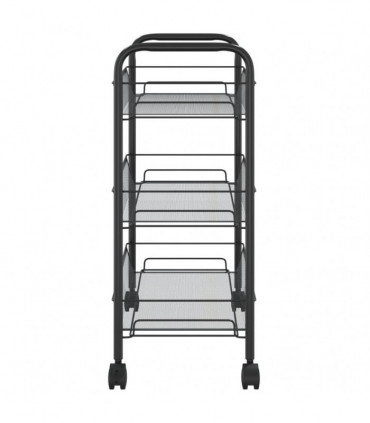 vidaXL 3-Tier Kitchen Trolley Black 46x26x64 cm Iron