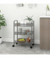 vidaXL 3-Tier Kitchen Trolley Grey 46x26x64 cm Iron