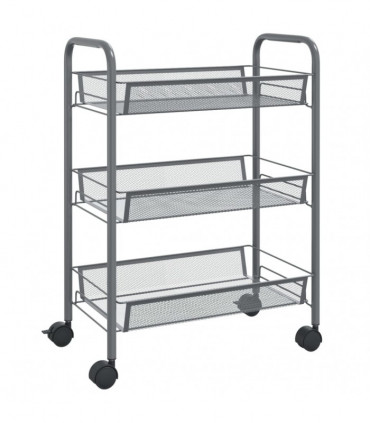 vidaXL 3-Tier Kitchen Trolley Grey 46x26x64 cm Iron