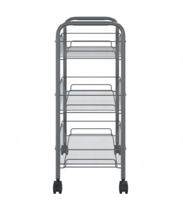 vidaXL 3-Tier Kitchen Trolley Grey 46x26x64 cm Iron