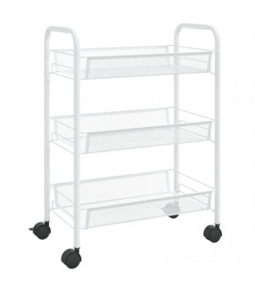 vidaXL 3-Tier Kitchen Trolley White 46x26x64 cm Iron
