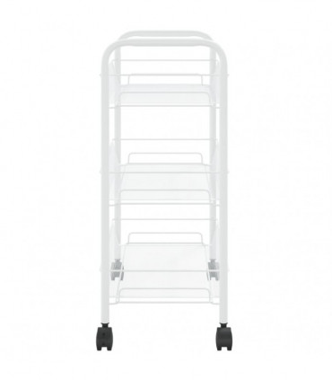 vidaXL 3-Tier Kitchen Trolley White 46x26x64 cm Iron