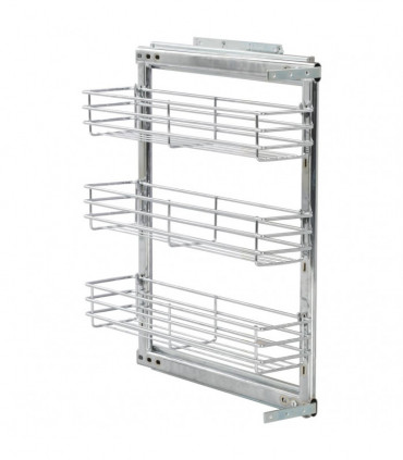 vidaXL 3-Tier Pull-out Kitchen Wire Basket Silver 47x15.5x55.5 cm