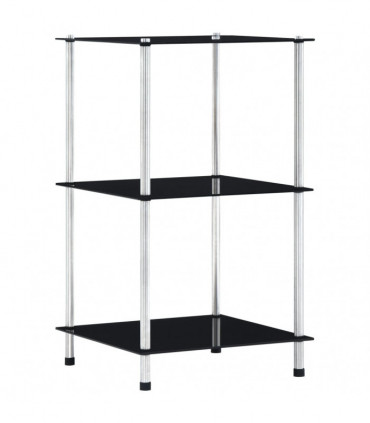 vidaXL 3-Tier Shelf Black 40x40x67 cm Tempered Glass