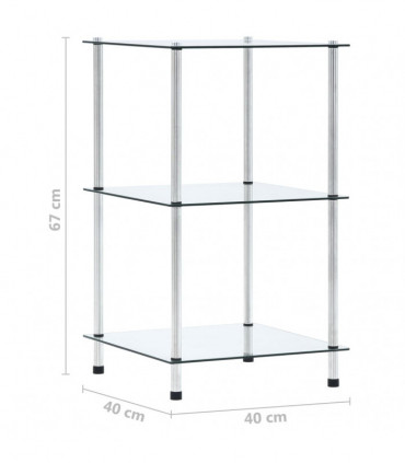 vidaXL 3-Tier Shelf Transparent 40x40x67 cm Tempered Glass