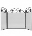 vidaXL 3-panel Fireplace Screen Iron Black