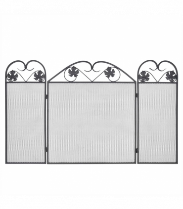 vidaXL 3-panel Fireplace Screen Iron Black