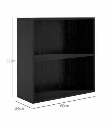HOMCOM Bookshelf Display Storage Shelf with 2 Compartments for Study Black