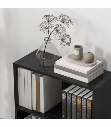 HOMCOM Bookshelf Display Storage Shelf with 2 Compartments for Study Black