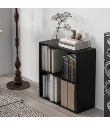 HOMCOM Bookshelf Display Storage Shelf with 2 Compartments for Study Black