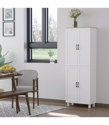 HOMCOM Modern Kitchen Cupboard Storage Cabinet with 4 Shelves, White