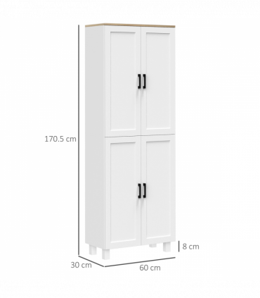 HOMCOM Modern Kitchen Cupboard Storage Cabinet with 4 Shelves, White