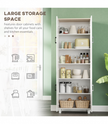 HOMCOM Modern Kitchen Cupboard Storage Cabinet with 4 Shelves, White