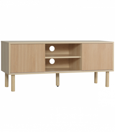 HOMCOM TV Stand Cabinet for TVs up to 50" with Sliding Doors, Natural